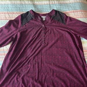 Catherines Pink and Black Patterned Top